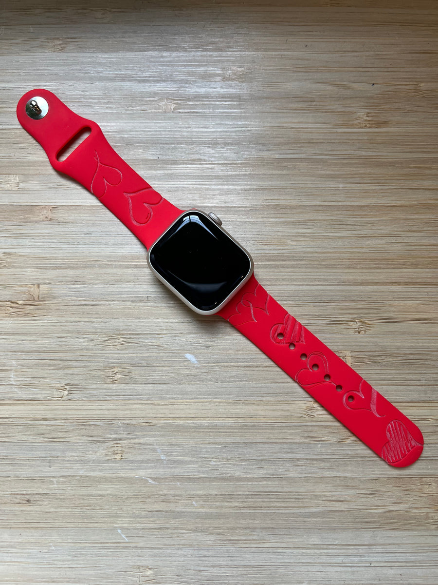 bodsøvelser Fleksibel piedestal Red Hearts Apple Watch Band 38/41mm S/M – Modern Maker LLC