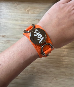 Orange and White Cuff Bracelets