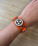 Orange and White Cuff Bracelets