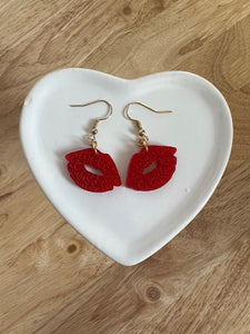 Red Leopard Lip Earrings